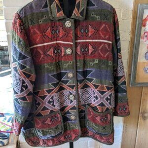 Agapo Southwest Tapestry Coat, Women's plus size 2X